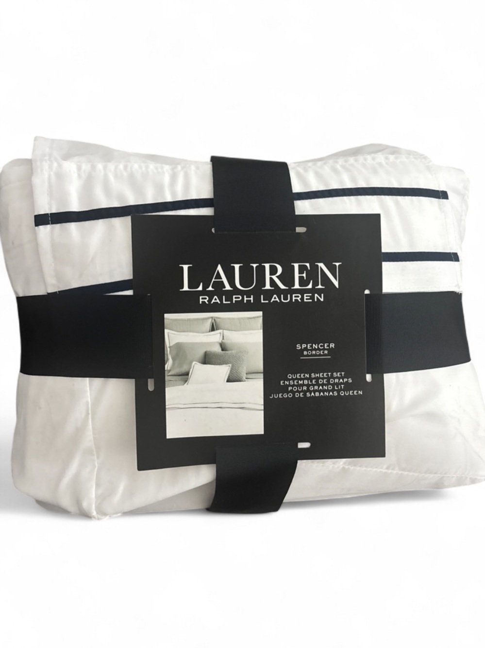 Lauren Ralph Lauren QUEEN SHEET SET Spencer 300 Thread Count Sateen Border $170